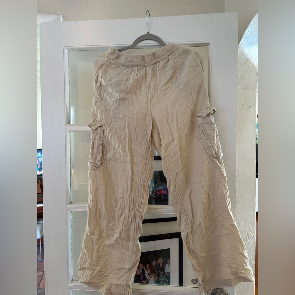 Aerie Beige Guaze Cargo Pants XS